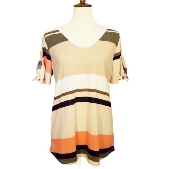 42 POPS retro cold shoulder stripe top - Picture 1 of 8